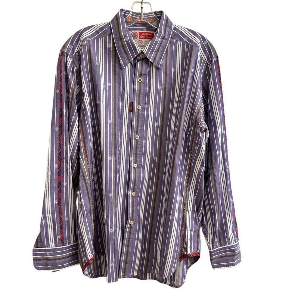 Robert Graham The Freshly Laundered Shirt Purple Striped Button Down Size Medium